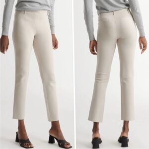 Quine Ultra-Stretch Ponte Straight Leg Pants Small Petite Beige/ Cream